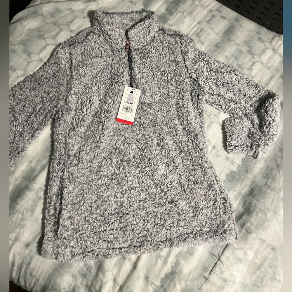 Vintage Weatherproof 3/4 zip sweatshirt in dolphin grey color